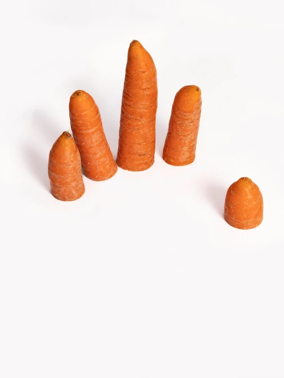 four pieces of carrots arranged in a single image