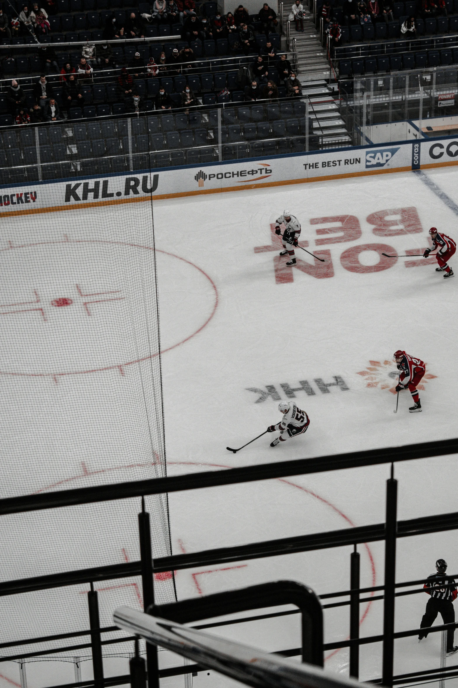 the goalie is about to get through the net