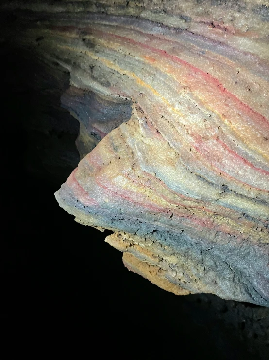 a view of some very colorful rocks on a black background