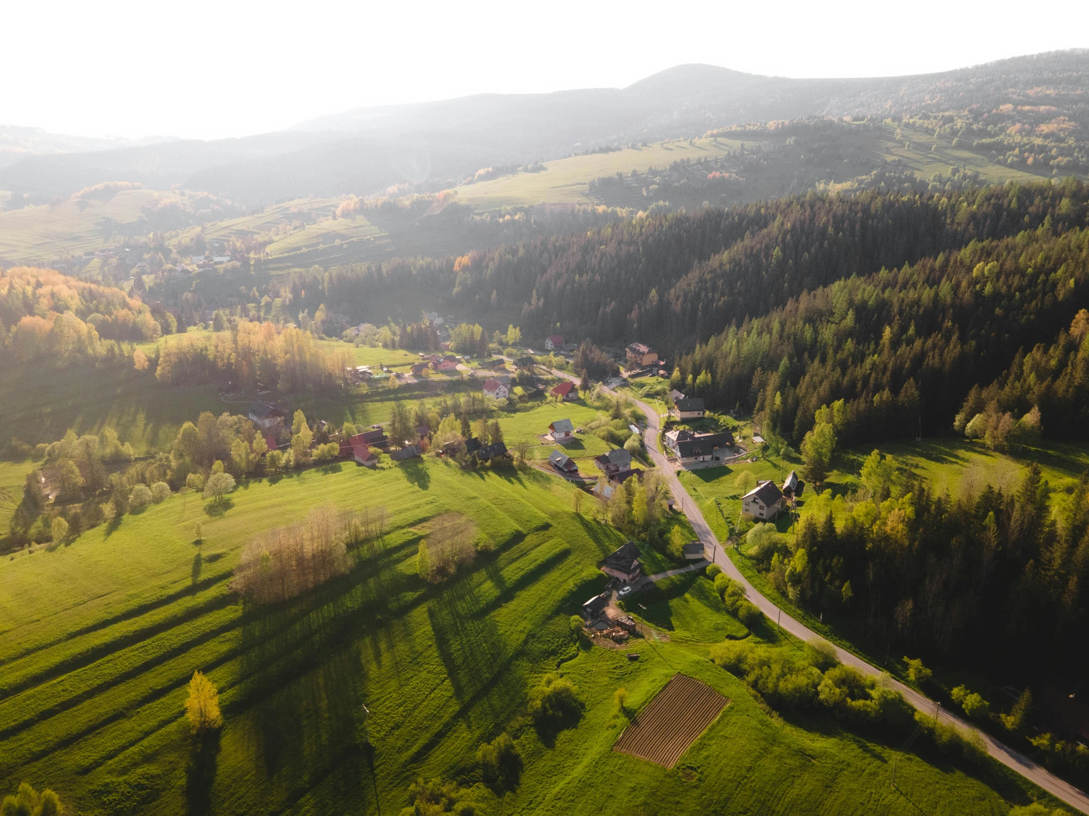 an aerial s of a small village