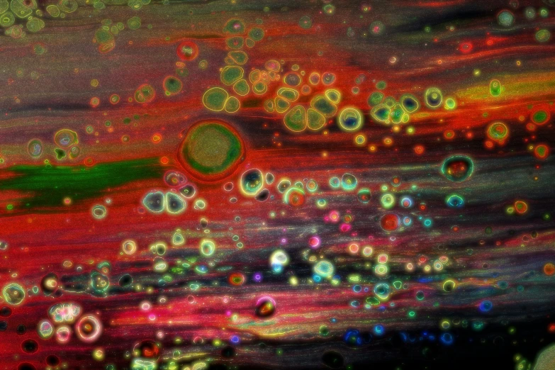 abstract bubbles are floating over a colorful background
