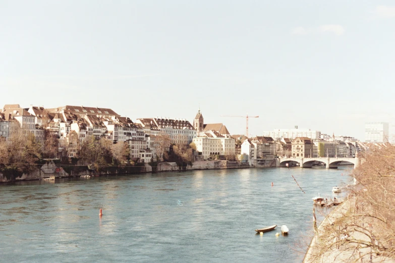 the waterway runs through town by the bridge