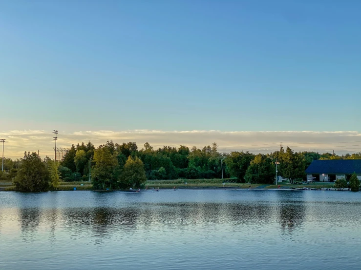 a lake and some water near the houses