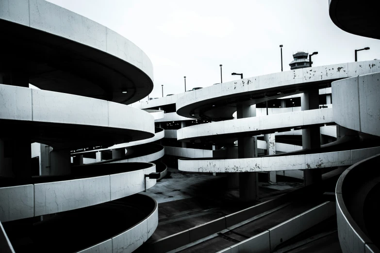 a black and white picture of the interior of a building