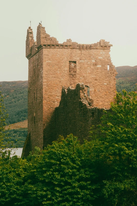 this is a picture of an old castle with trees around it