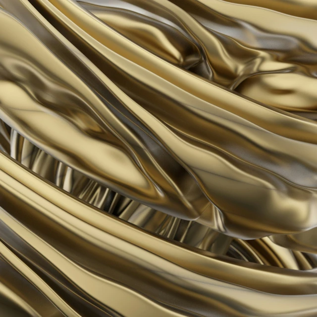 a very shiny gold fabric as seen closeup