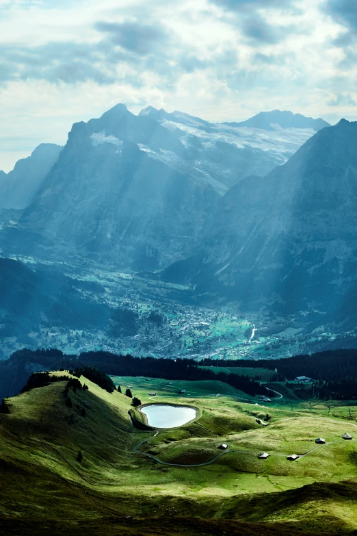 landscape po of mountains in the mountains and a lake