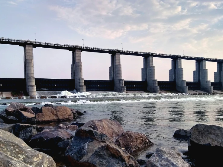 a very long and big bridge over some water