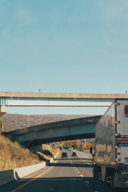 a very big truck going down the highway