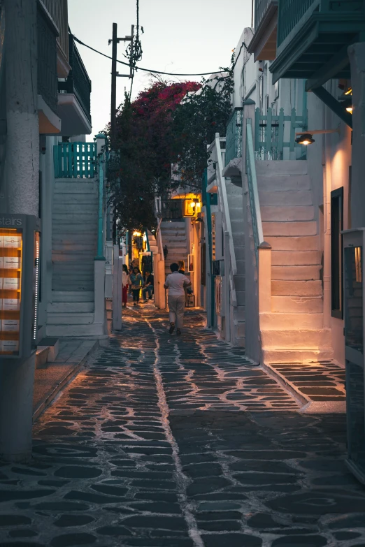 a long street that is lined with buildings