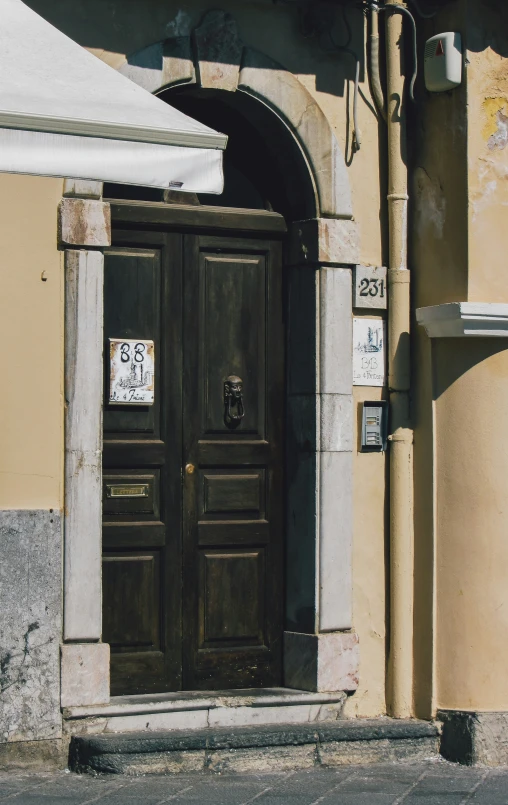 this door is in front of an old building