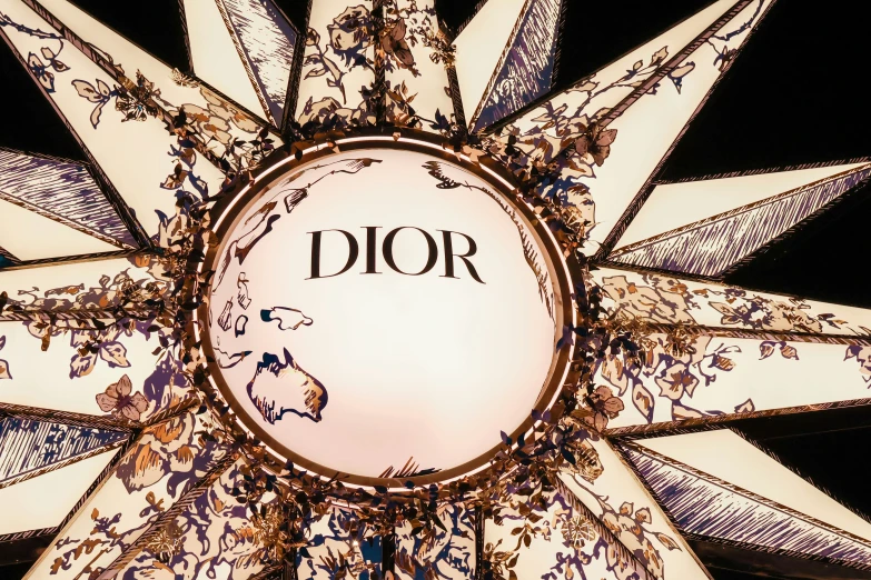 the words dior printed on top of a multi - colored star decoration