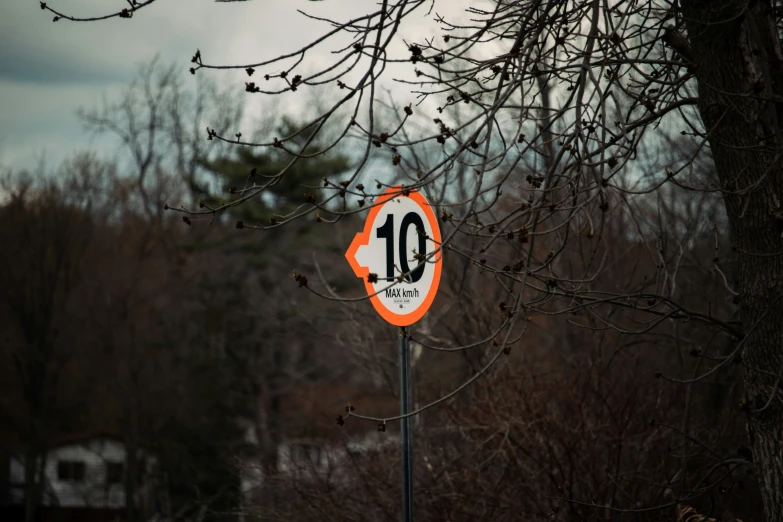 this is a stop sign that has a ten on it