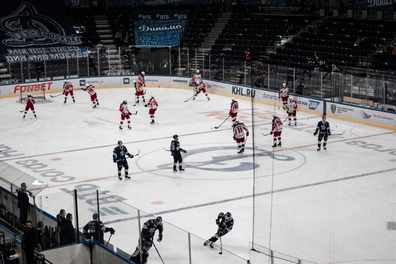 a hockey goalie practicing on an ice rink