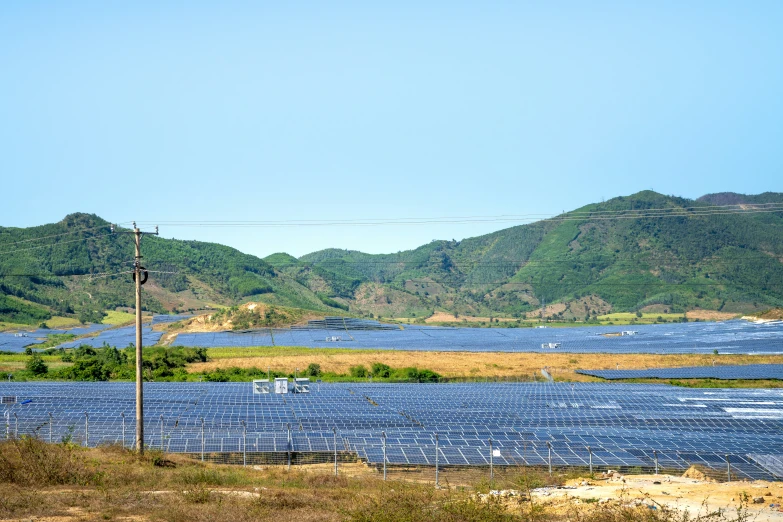 a lake with a very large amount of solar panels on it