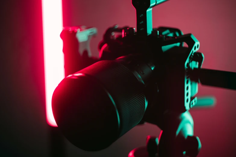 the camera's red flash light reflected in the mirror