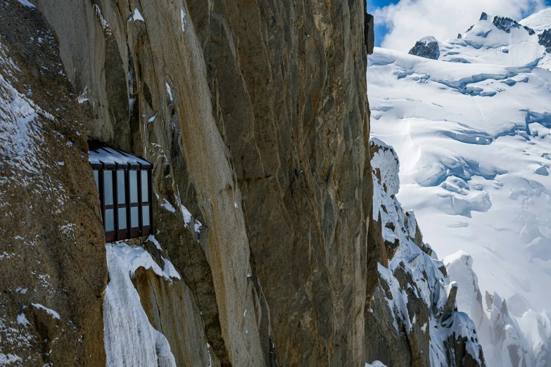 there is a window that is inside the mountain