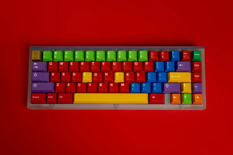 the keyboard is colored with different colors on it