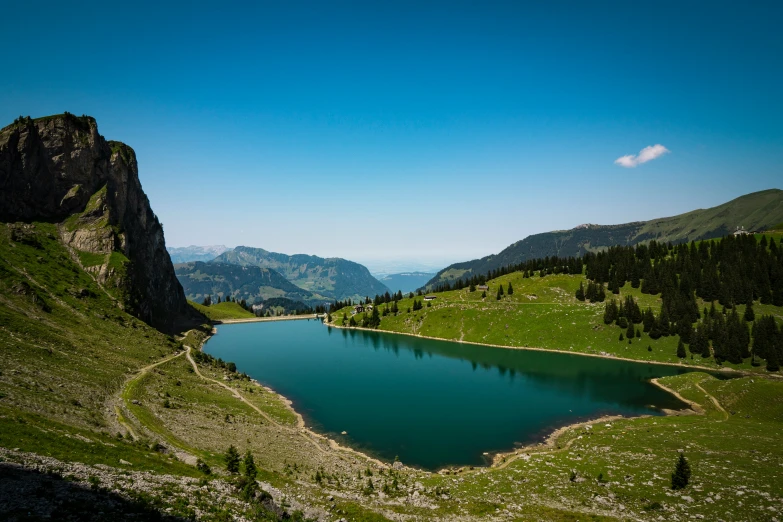 a view of a very pretty small mountain lake