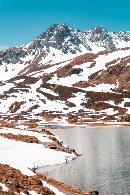 there is a large body of water in the snow