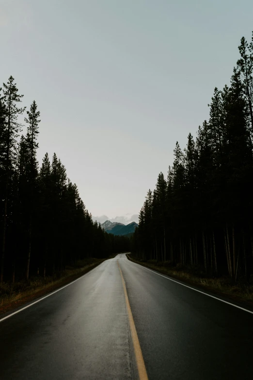 a view down the middle of a road from one point of the picture