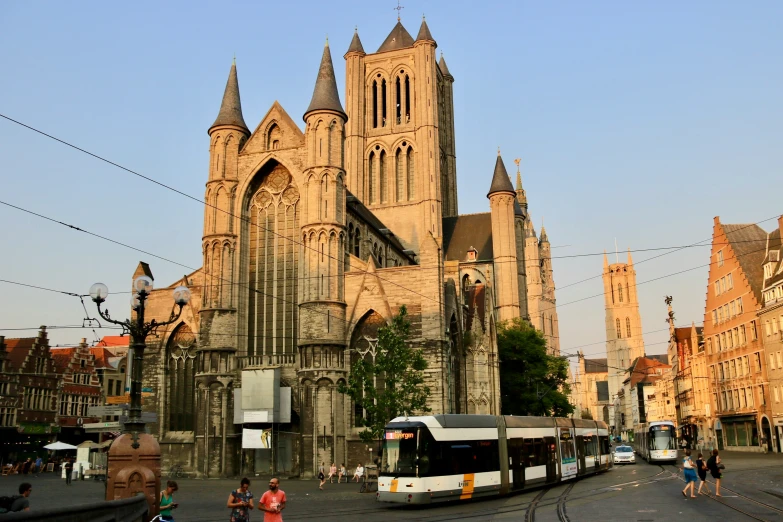 a large church that is next to another building