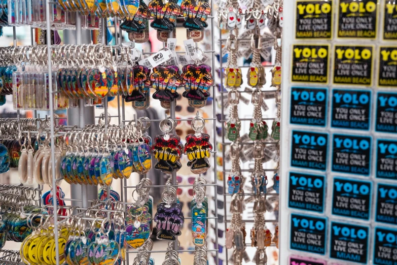 a variety of items hanging in a store