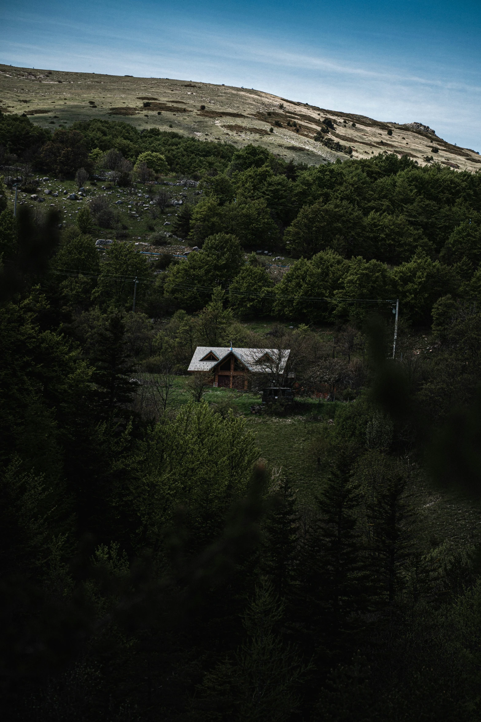 a house that is standing on some grass