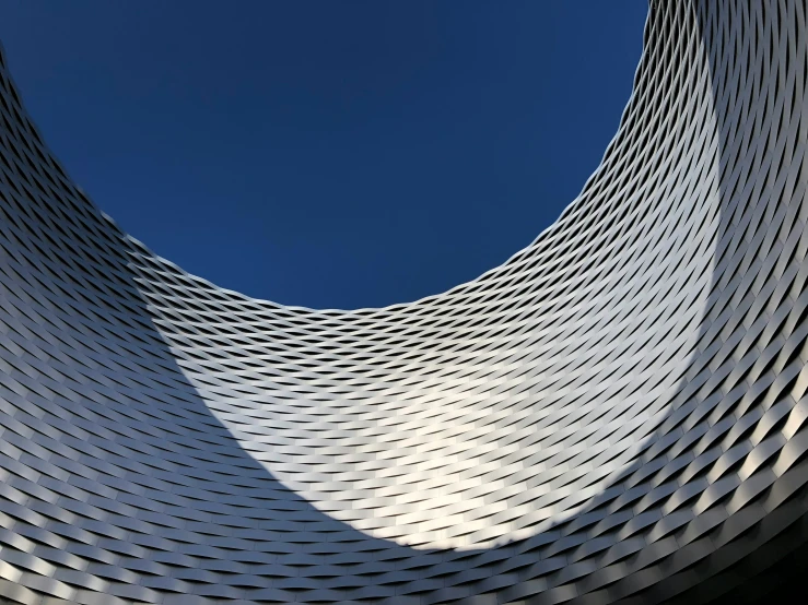 view up at a very tall circular structure