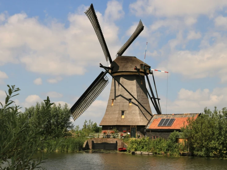 an old windmill that has just been renovated into soing new