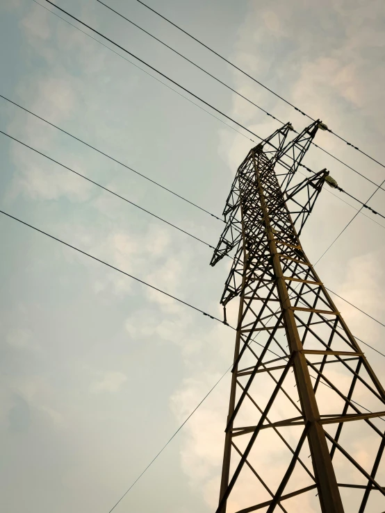 an overhead view of a power pole and wires