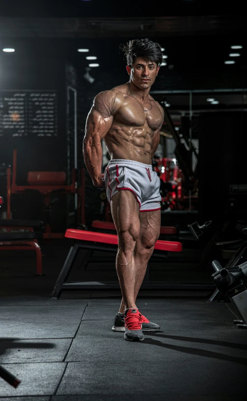 a man standing on top of a gym floor