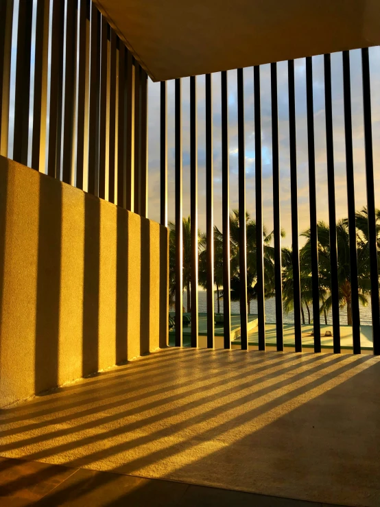 a large open air space with metal bars on it