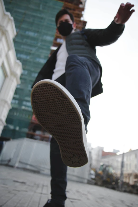 there is a person riding skateboard on the street