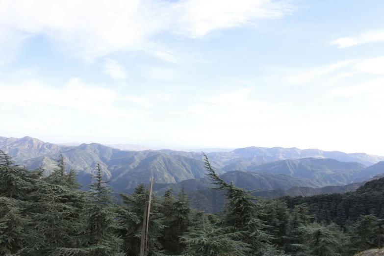 a scenic view of mountains is shown in the distance