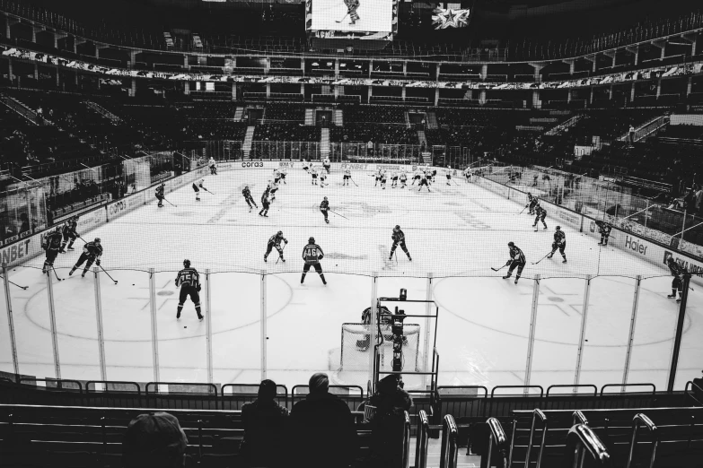 a hockey stadium where players practice on the ice