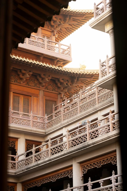 an old building with elaborate wooden balcony balconies