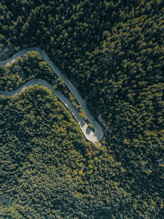 aerial po of two roads with trees behind it