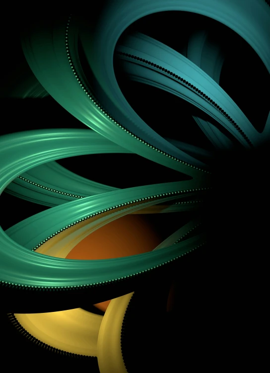 some very colorful black and green abstract curves