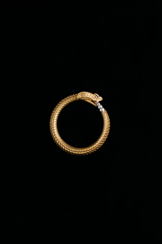 a gold and diamond ring against a black background