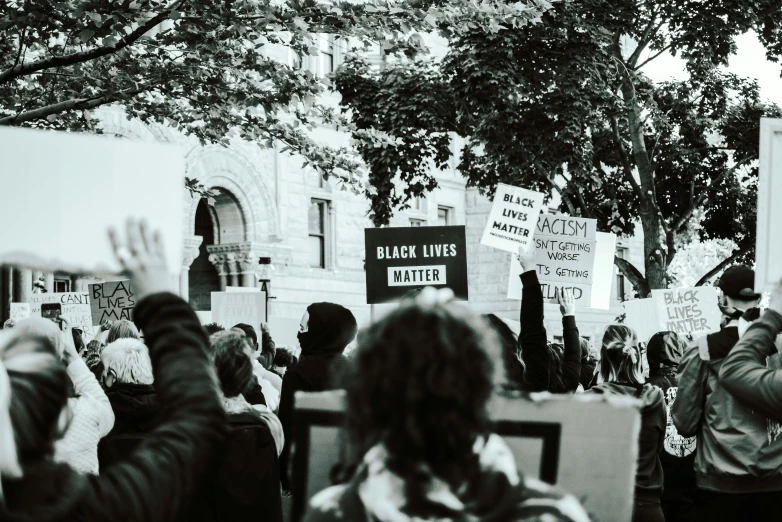 black lives matter protesters on the street