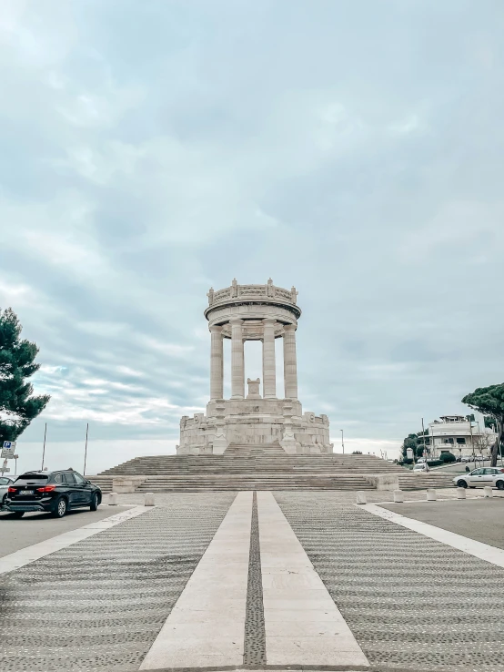 this is an image of a monument in the parking lot