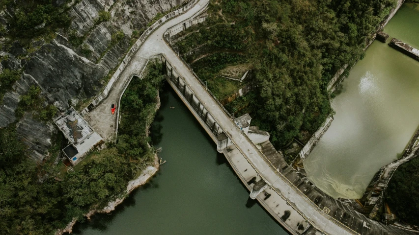 a bird's - eye view of a city on the side of a body of water