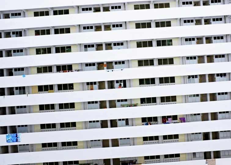 some white buildings are very close together