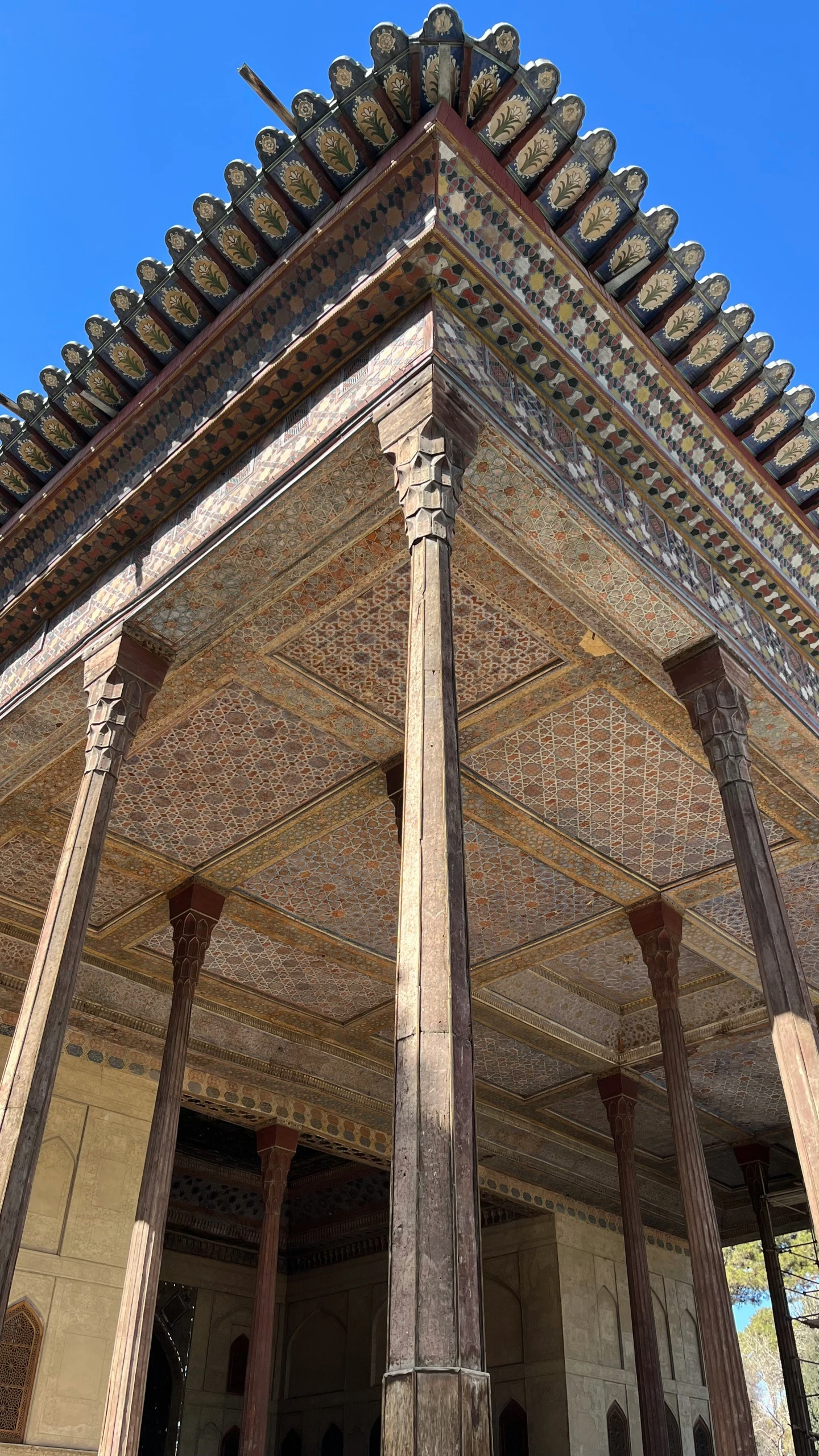 a beautiful roof structure in an old palace