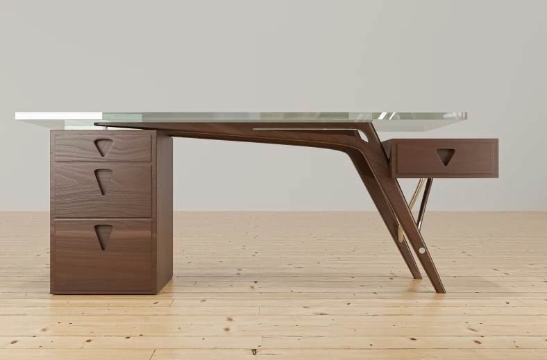 this desk is made of wood and glass