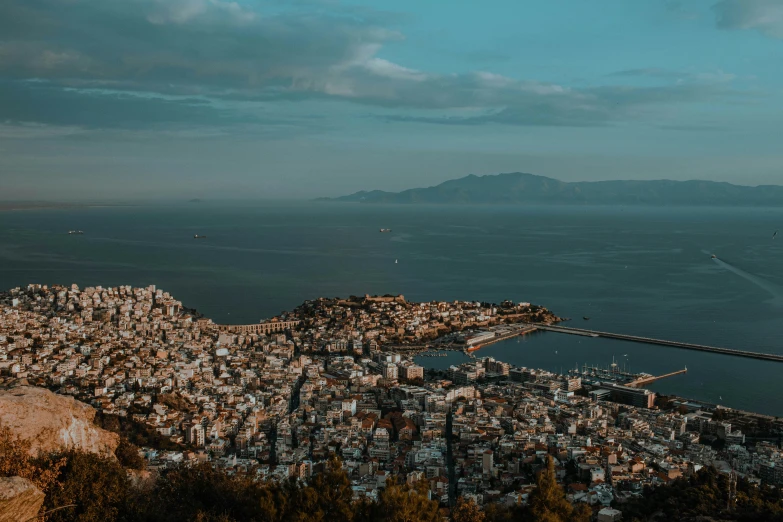 an island on the edge of water and a harbor