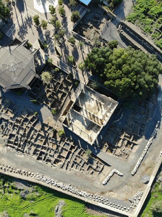 an aerial view of a palace is shown