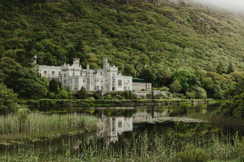 a castle that is on a hill by the water