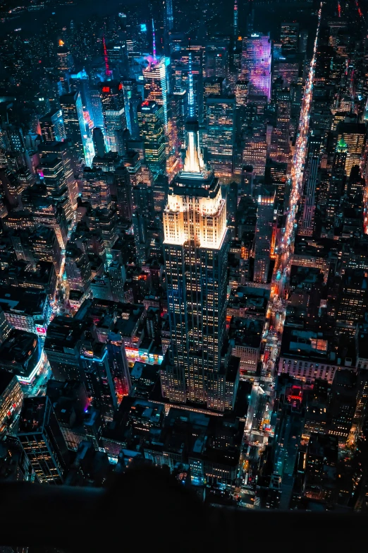 this is an aerial view of a night city